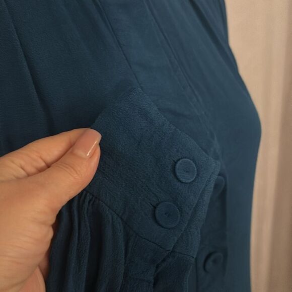 Diane Von Furstenberg deep teal 100% rayon shirt dress, US4 - Picture 4 of 9